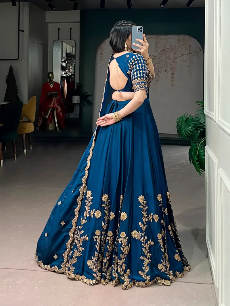 Sequin Thread Embroidered Rangoli Silk Womens Designer Wedding Lehenga
