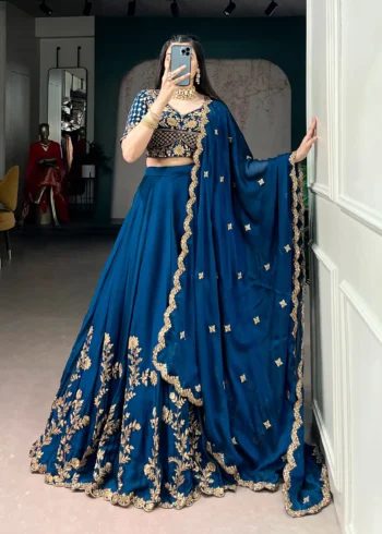 Sequin Thread Embroidered Rangoli Silk Womens Designer Wedding Lehenga