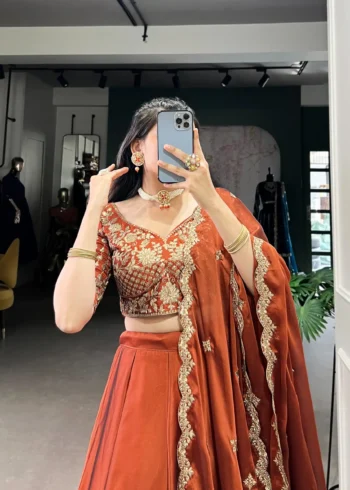 Sequin Thread Embroidered Rangoli Silk Womens Designer Wedding Lehenga