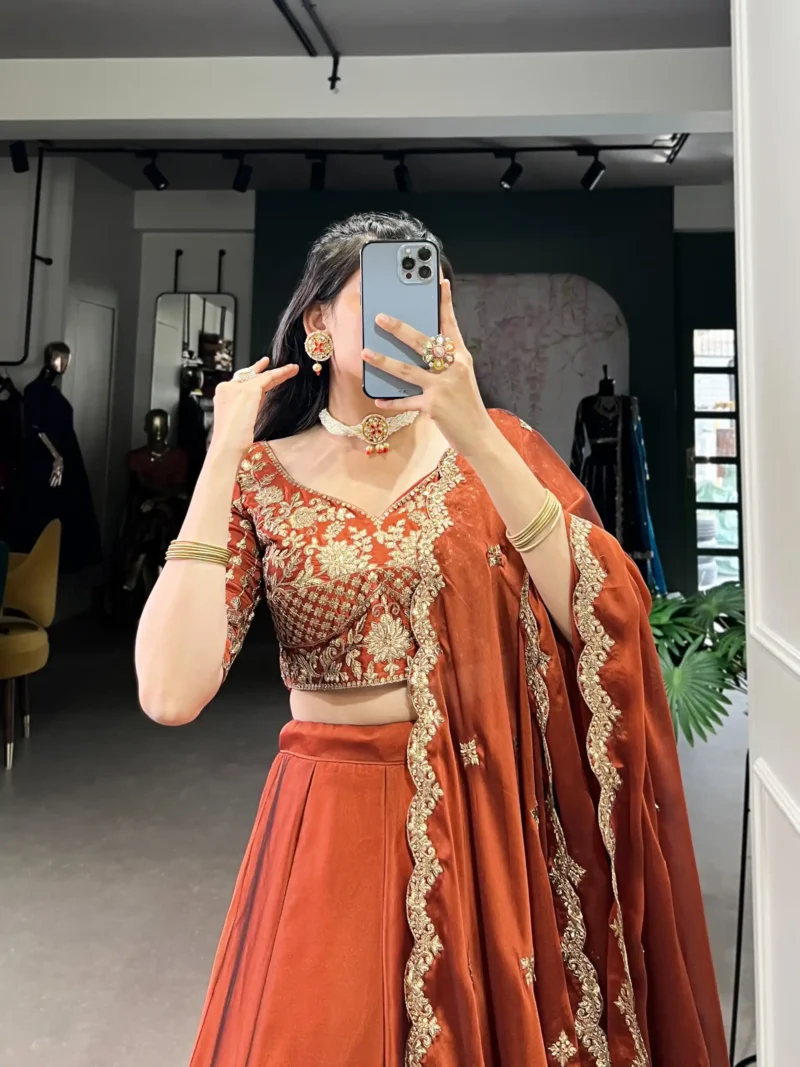 Sequin Thread Embroidered Rangoli Silk Womens Designer Wedding Lehenga