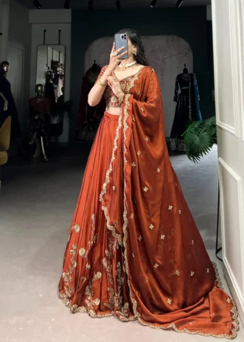 Sequin Thread Embroidered Rangoli Silk Womens Designer Wedding Lehenga