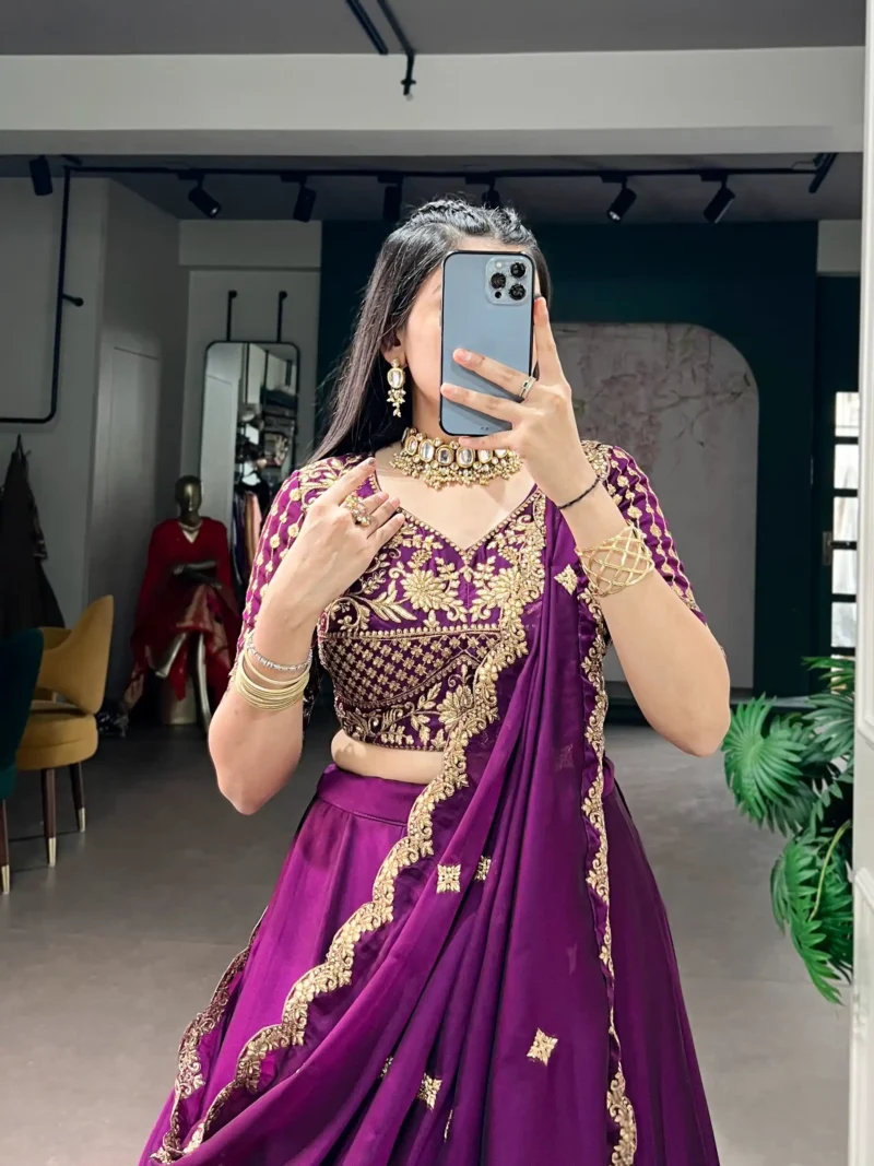 Sequin Thread Embroidered Rangoli Silk Womens Designer Wedding Lehenga