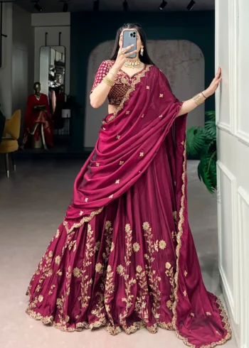 Sequin Thread Embroidered Rangoli Silk Womens Designer Wedding Lehenga