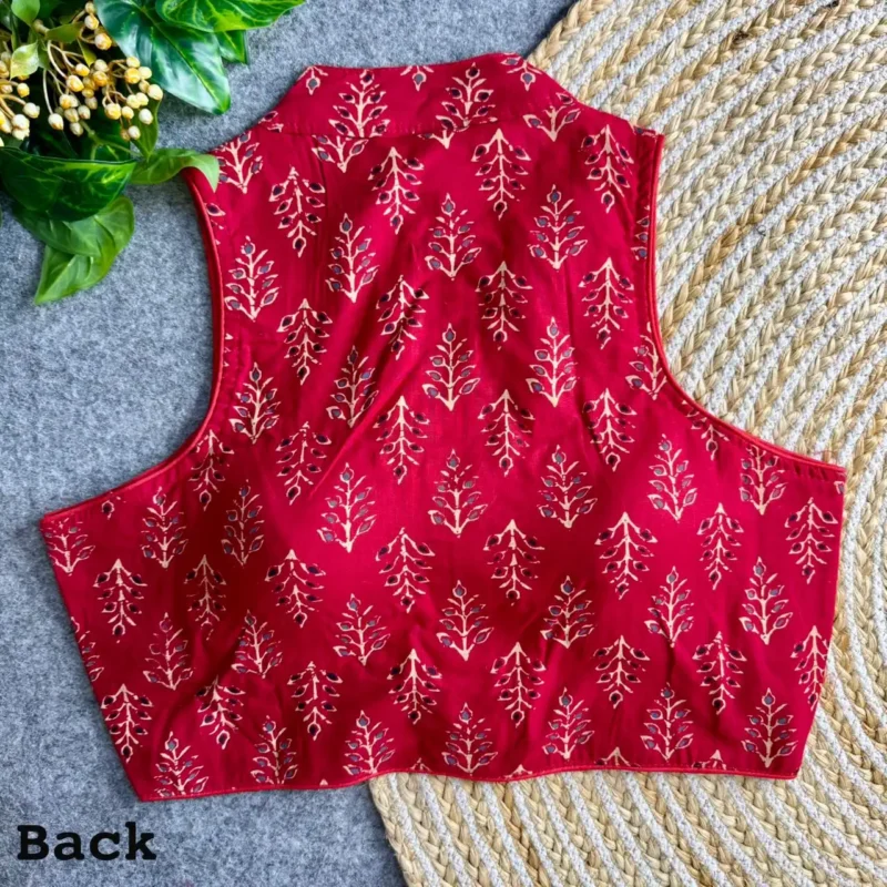 Summer Special Ajrakh Cotton Halter Neck Sleeveless Blouse