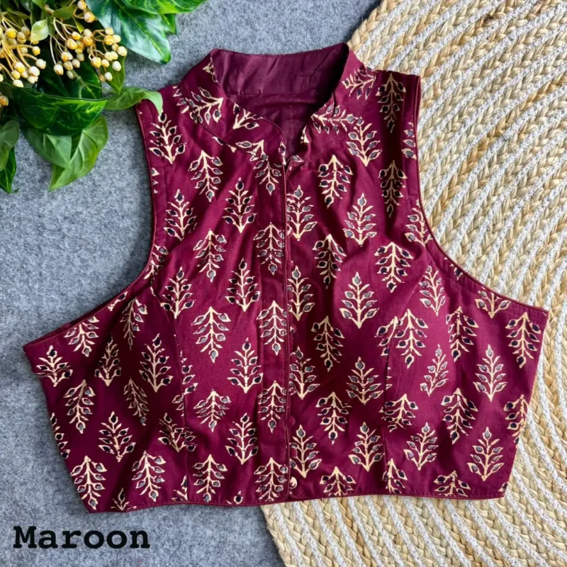 Summer Special Ajrakh Cotton Halter Neck Sleeveless Blouse