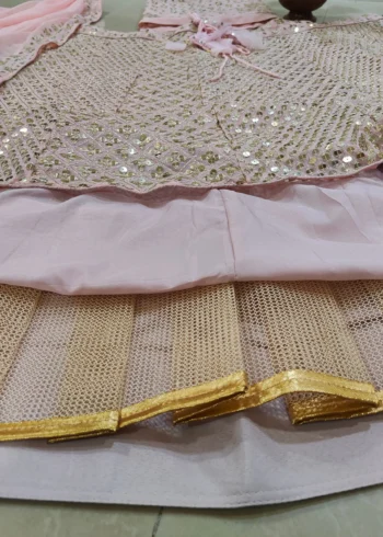 Baby Pink Colour Georgette Bridesmaid Lehenga close look