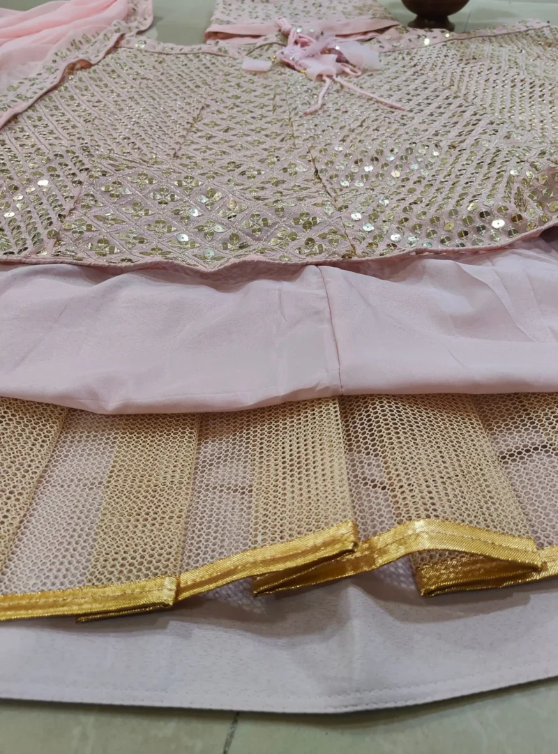 Baby Pink Colour Georgette Bridesmaid Lehenga close look