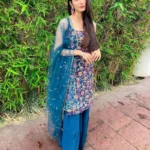 Blue Georgette Sharara Suit front look