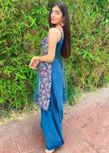Blue Georgette Sharara Suit side look