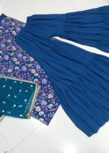 Blue Georgette Sharara Suit live product