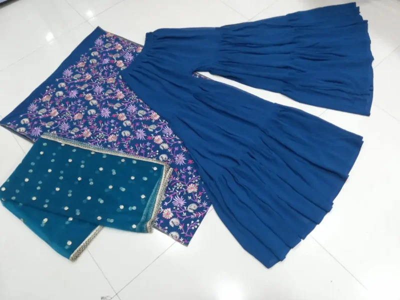 Blue Georgette Sharara Suit live product