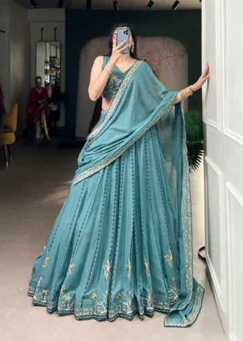 Women wearing Chocolate Crush Bridesmaid Lehenga with Sequin Embroidery