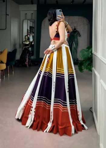 Colourful Navratri Lehenga Mirror Work Gota Patti Lace back side look