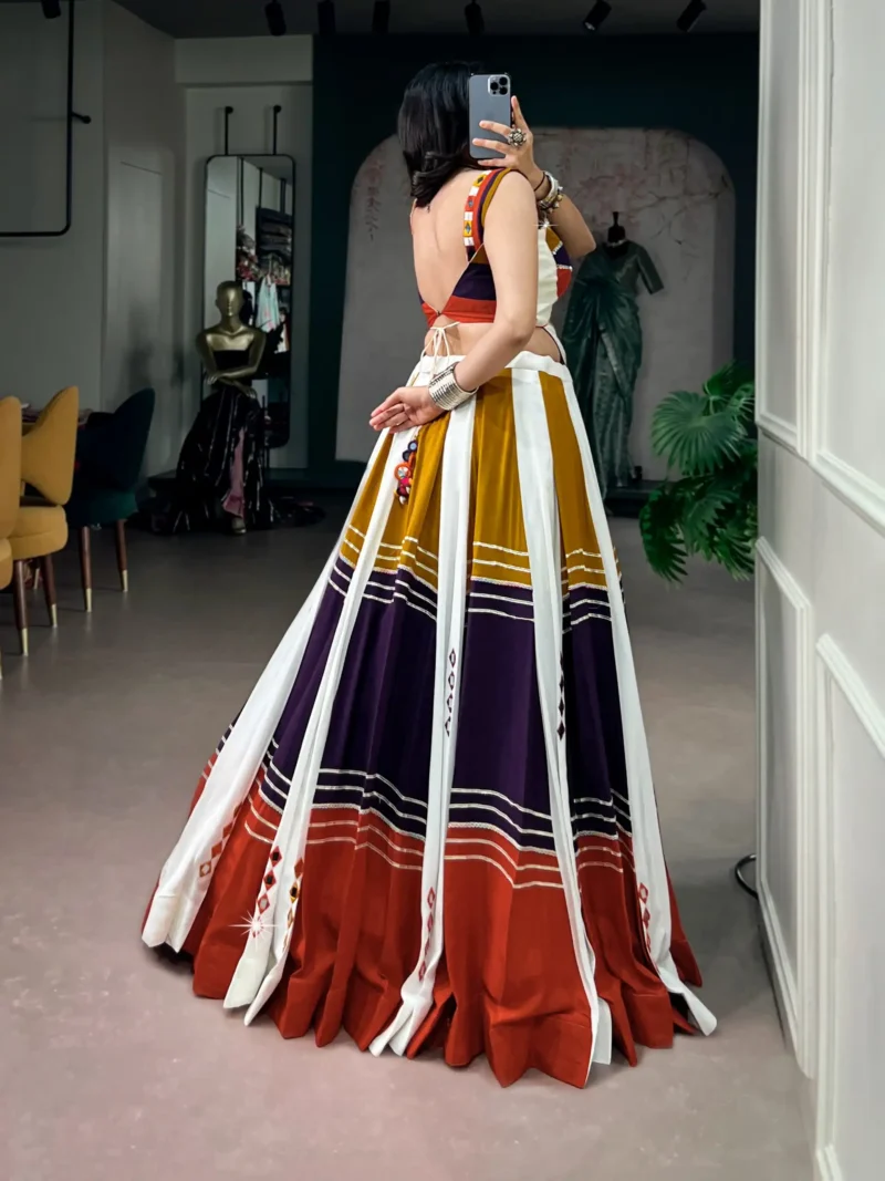 Colourful Navratri Lehenga Mirror Work Gota Patti Lace back side look