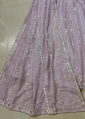 Dusty Lavender Organza Bridesmaid Lehenga close work