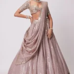 Dusty Lavender Organza Bridesmaid Lehenga front