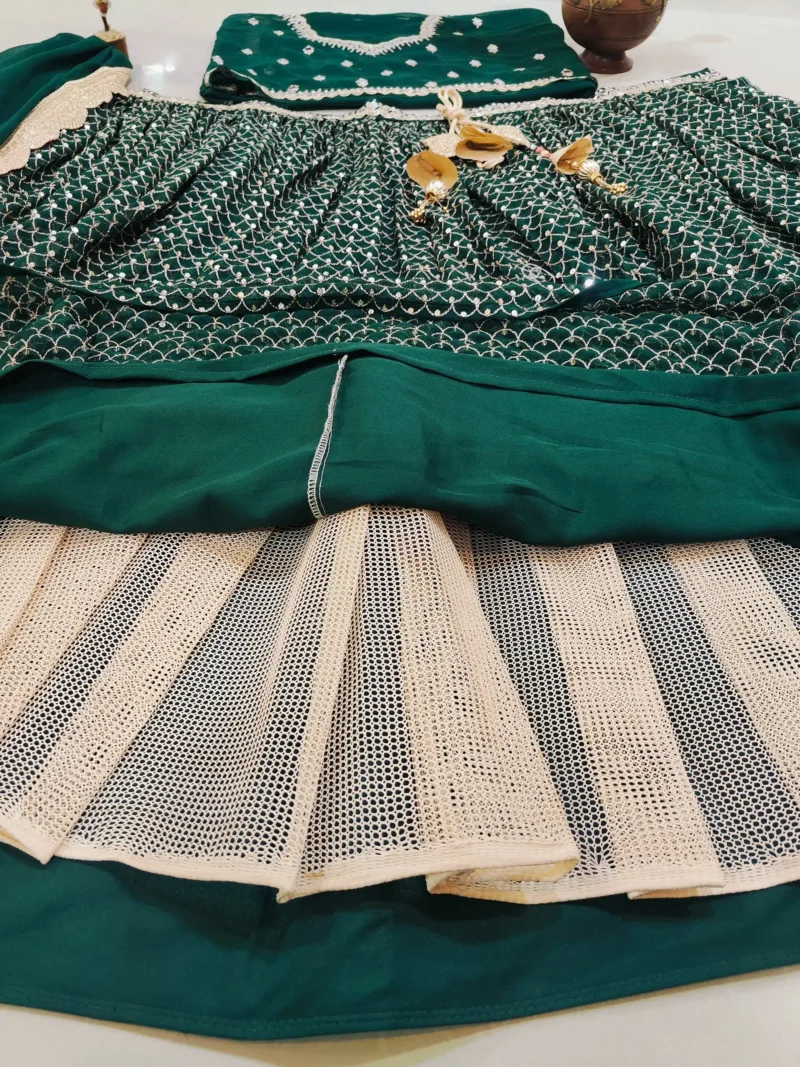 Emerald Green Georgette Bridesmaid Lehenga close details