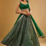 Emerald Green Georgette Bridesmaid Lehenga flair
