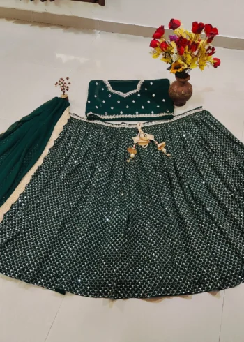 Emerald Green Georgette Bridesmaid Lehenga real product