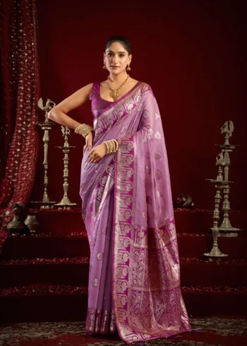 BAby Pink Colour Fancy Modal Banarasi Silk Saree front look