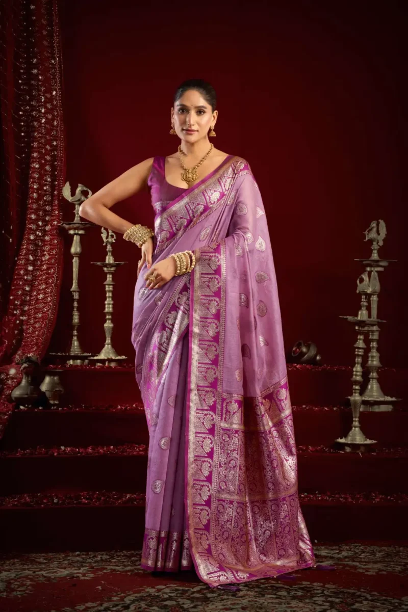 BAby Pink Colour Fancy Modal Banarasi Silk Saree front look