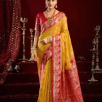 Mustard Colour Fancy Modal Banarasi Silk Saree Front