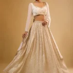 Ivory White Colour Georgette Bridesmaid Lehenga full