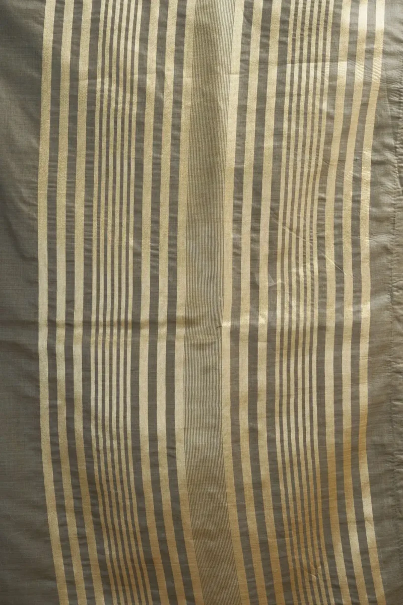 Grey Colour Khadi Cotton Saree with Brocade Blouse close work design