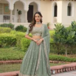 Misty Sea Green Georgette Bridesmaid Lehenga