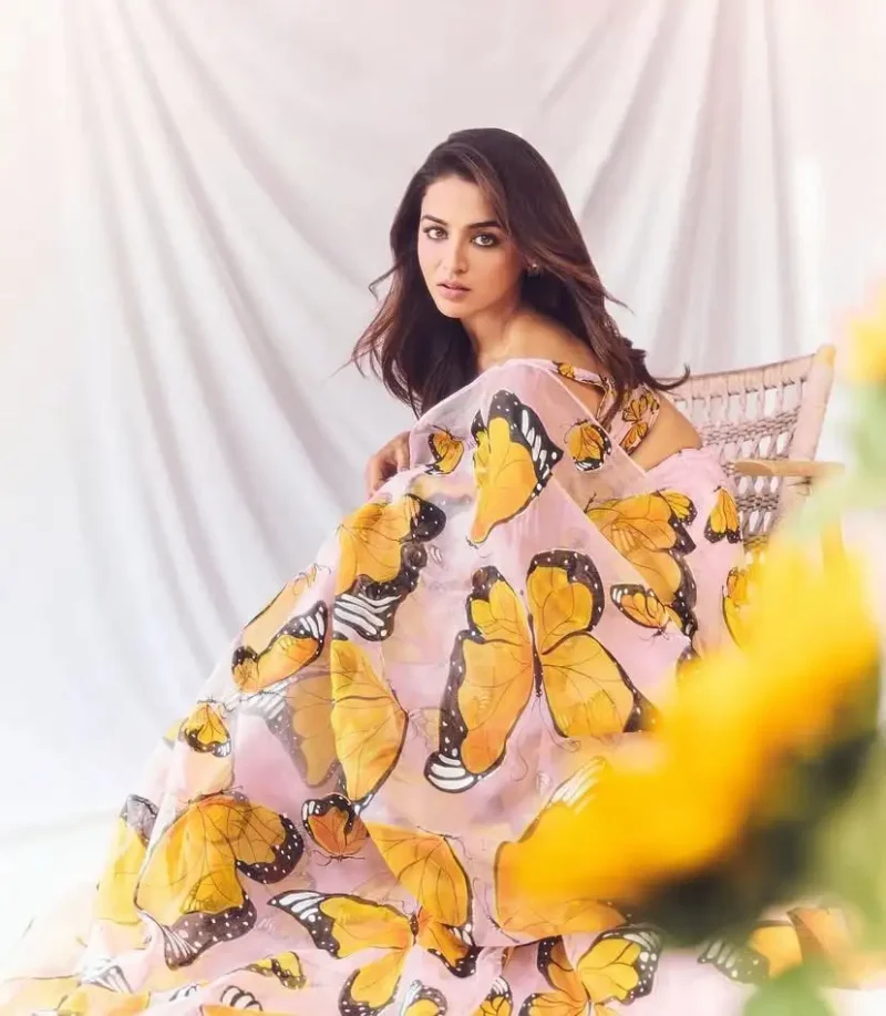 Multicolour Printed Organza Party Lehenga close