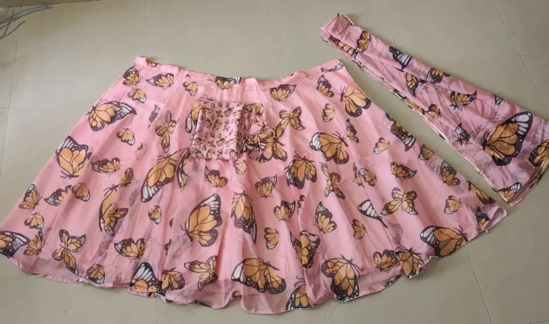 Multicolour Printed Organza Party Lehenga real product