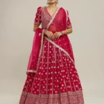 Pink Colour Bridal Georgette Lehenga front look