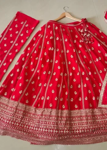 Pink Colour Bridal Georgette Lehenga real product