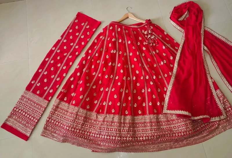 Pink Colour Bridal Georgette Lehenga real product