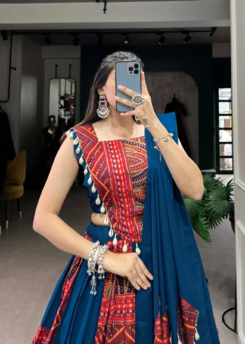 Pure Rayon Navratri Lehenga with Foil Print close look