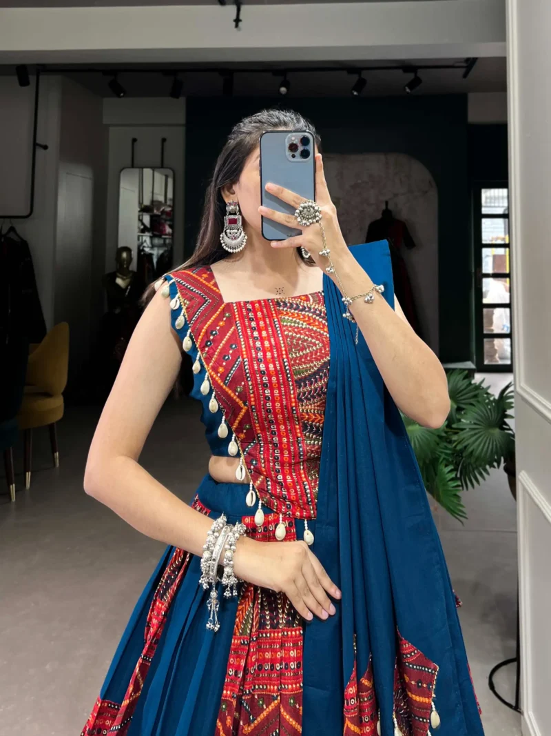 Pure Rayon Navratri Lehenga with Foil Print close look