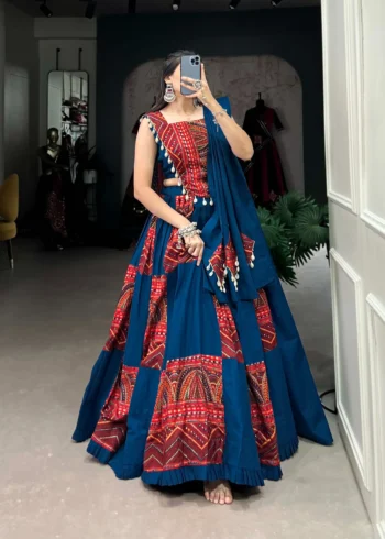 Pure Rayon Navratri Lehenga with Foil Print front look