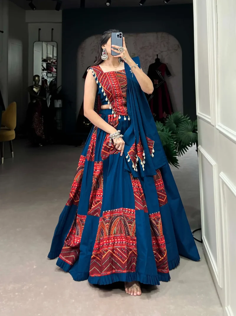 Pure Rayon Navratri Lehenga with Foil Print front look