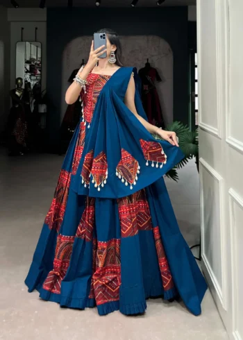 Pure Rayon Navratri Lehenga with Foil Print side