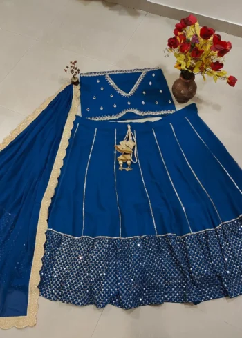 Royal Blue Georgette Bridesmaid Lehenga real product