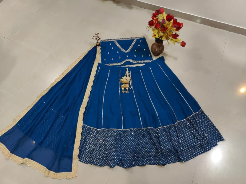 Royal Blue Georgette Bridesmaid Lehenga real product