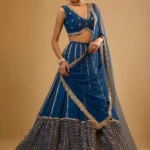 Royal Blue Georgette Bridesmaid Lehenga full front look
