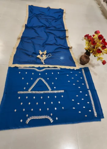 Royal Blue Georgette Bridesmaid Lehenga blouse work details