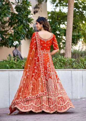 rusk silk bridal lehenga choli back