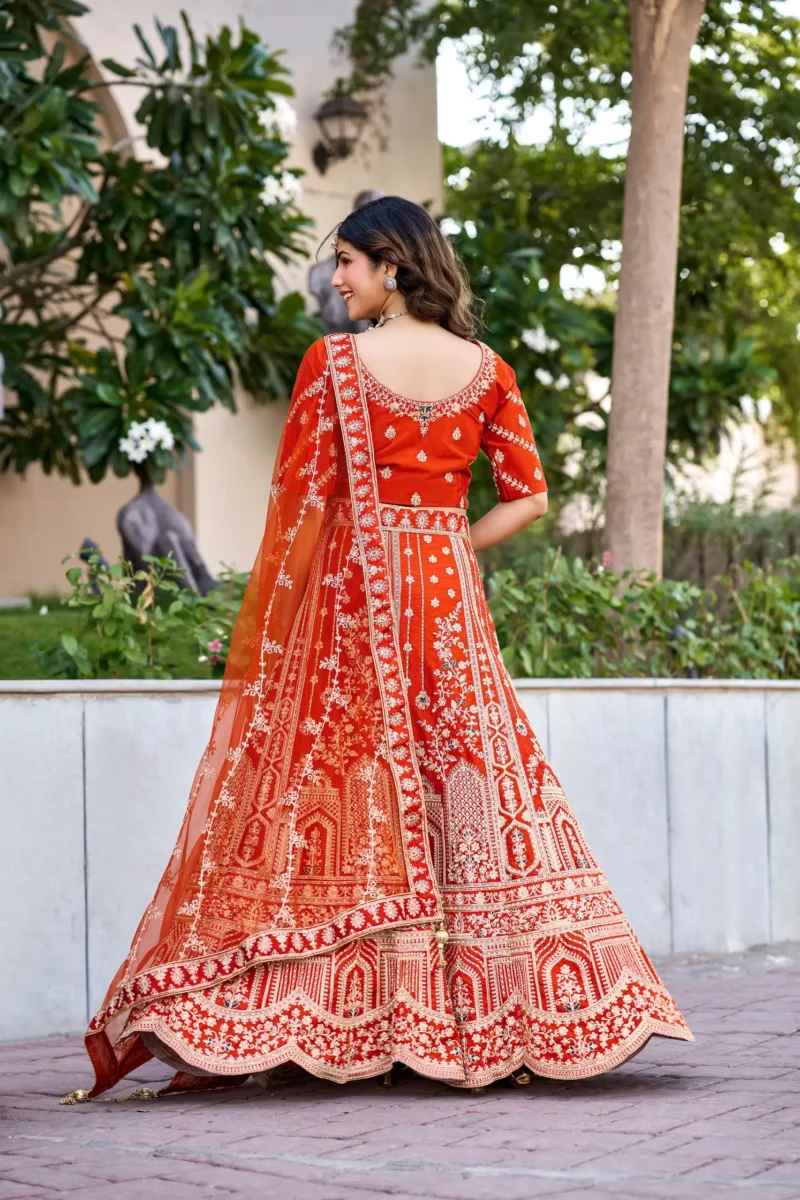 rusk silk bridal lehenga choli back