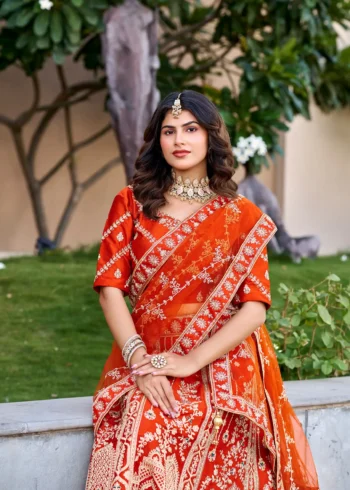 rusk silk bridal lehenga choli close