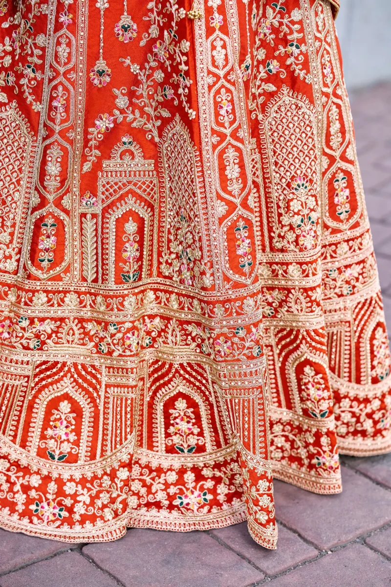 rusk silk bridal lehenga choli close details