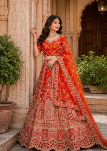 rusk silk bridal lehenga choli side
