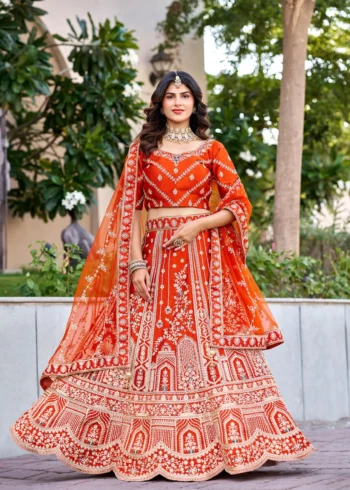 rusk silk bridal lehenga choli front