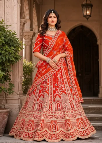 rusk silk bridal lehenga choli full